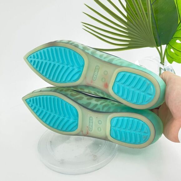 CROCS Womens Rio Ballet Flat Size 9 Leopard Fade Rubber Pointed Slip On Shoe - Picture 10 of 12